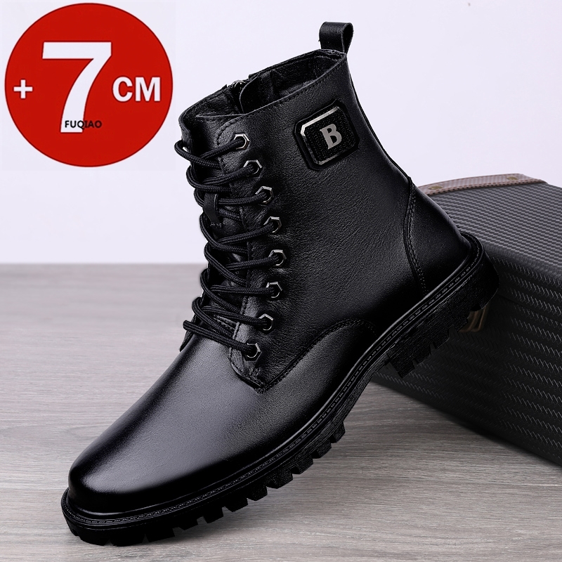 Men'S Shoes With Height Increase - Мужские ботинки-лифты из натуральной кожи, зимние