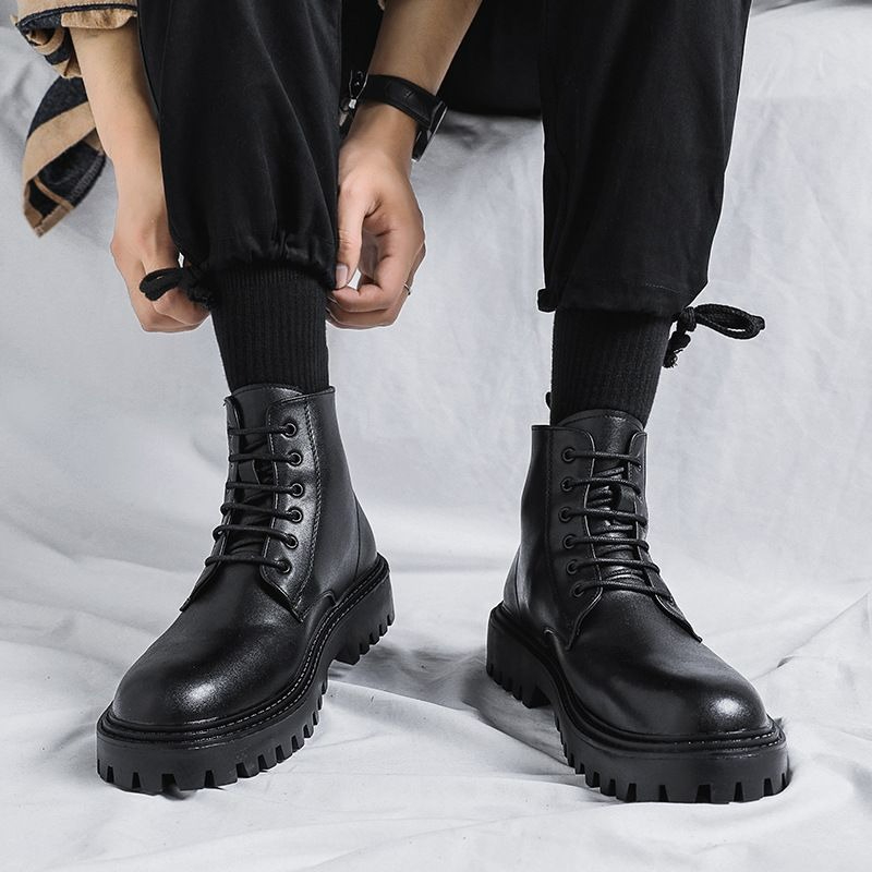 Men'S Shoes With Height Increase - Мужские высокие кожаные ботинки в модном