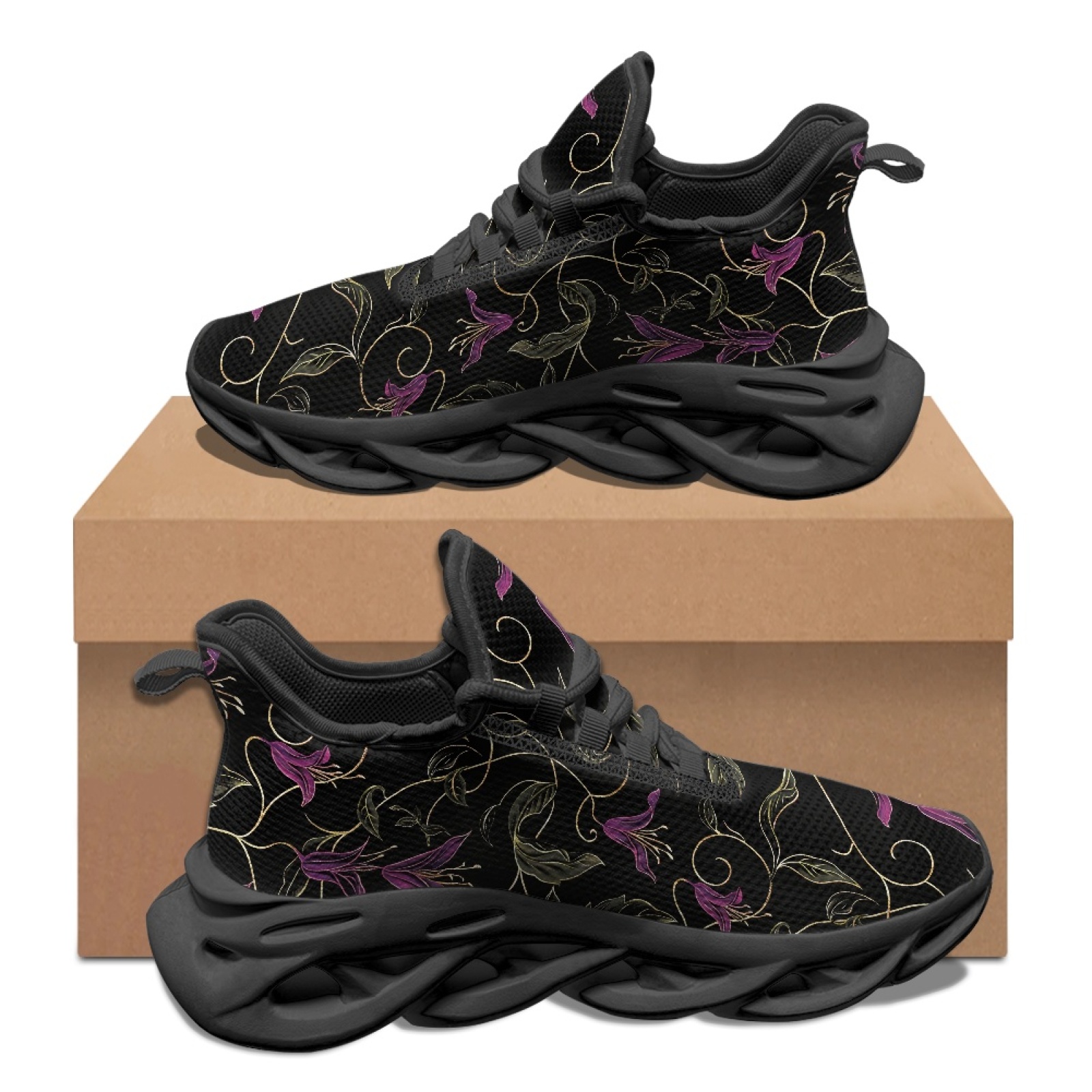 Men'S Shoes For Gym - PENSTROLL Фиолетовые кроссовки с цветочным узором,