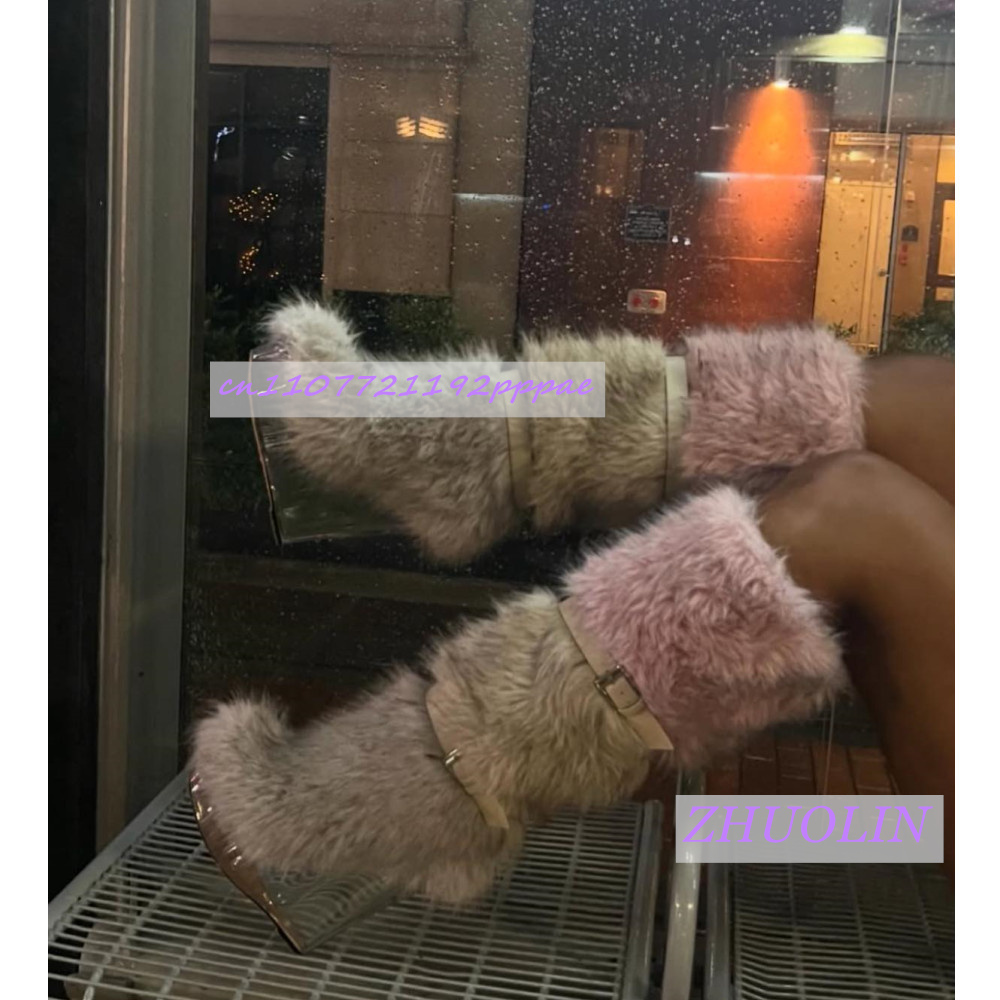Winter Boot Insulated - Зимние меховые прозрачные ботинки на танкетке