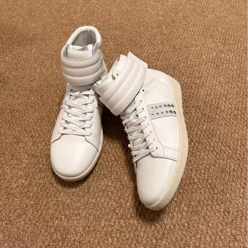 Men Shoes White Colour - Мужские высокие кроссовки из натуральной кожи