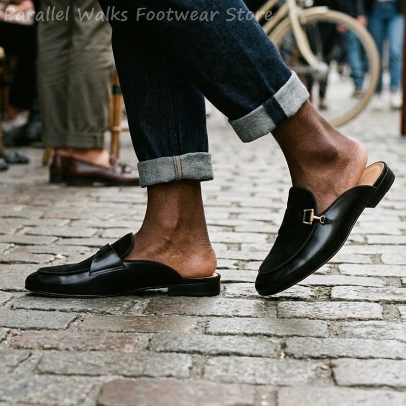 Men'S Shoes Smart - Мужские мюли из замши и лакированной