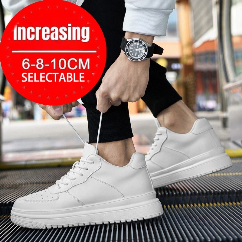 Men Shoes White Colour - Кроссовки мужские туфли-лифты, увеличивающие рост туфли
