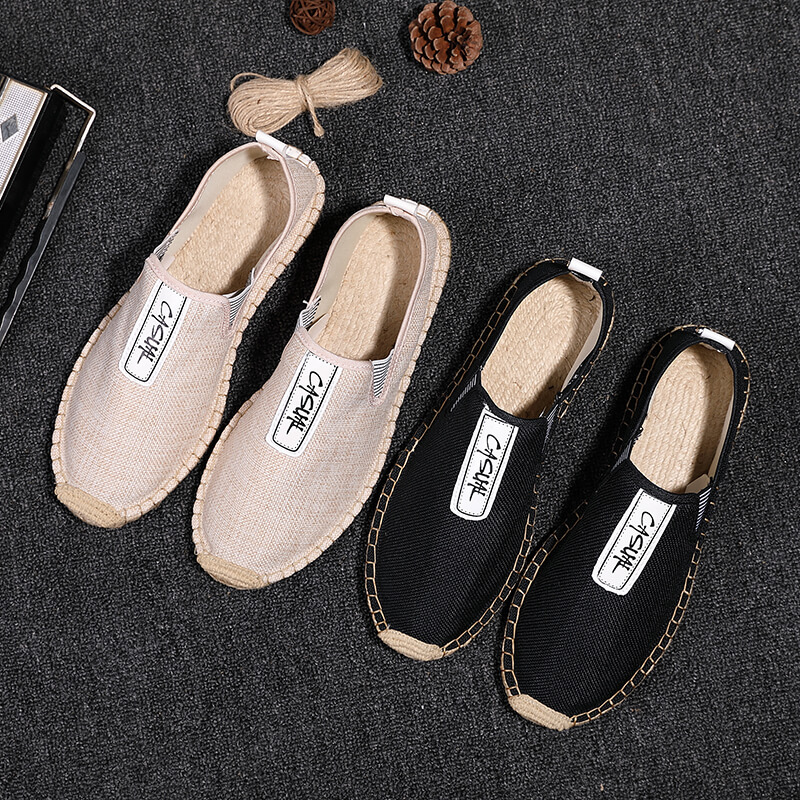 Men Shoes Loafers - Льняные мужские повседневные туфли-лоферы, плетеные рыбацкие